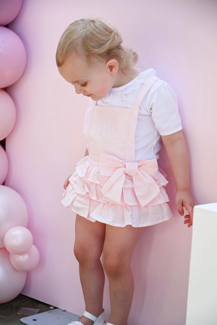 Babidu "Lenore" Ruffle Dungaree Romper | Millie and John