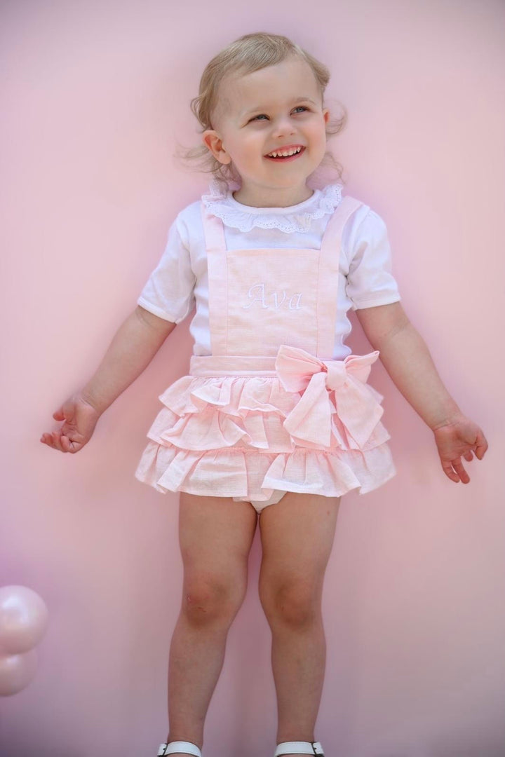 Babidu "Lenore" Ruffle Dungaree Romper | Millie and John