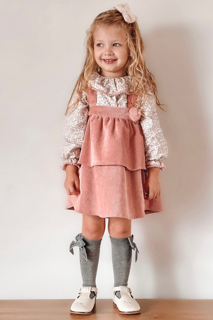 Valentina Bebes "Daisy" Dusky Pink Floral Blouse & Cord Dress | Millie and John