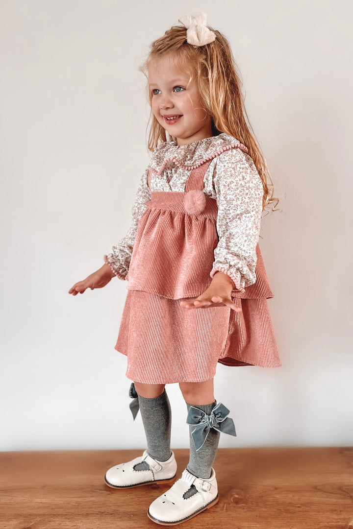 Valentina Bebes "Daisy" Dusky Pink Floral Blouse & Cord Dress | Millie and John