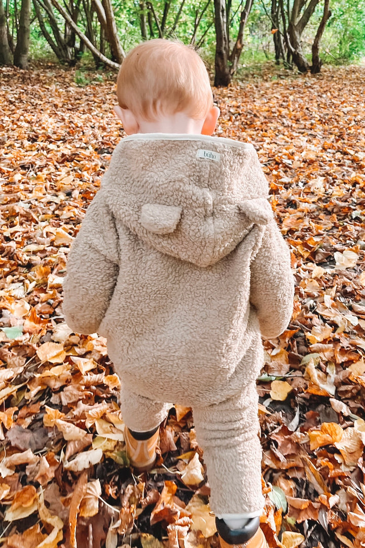 Búho "Coco" Beige Sherpa Teddy Romper | Millie and John