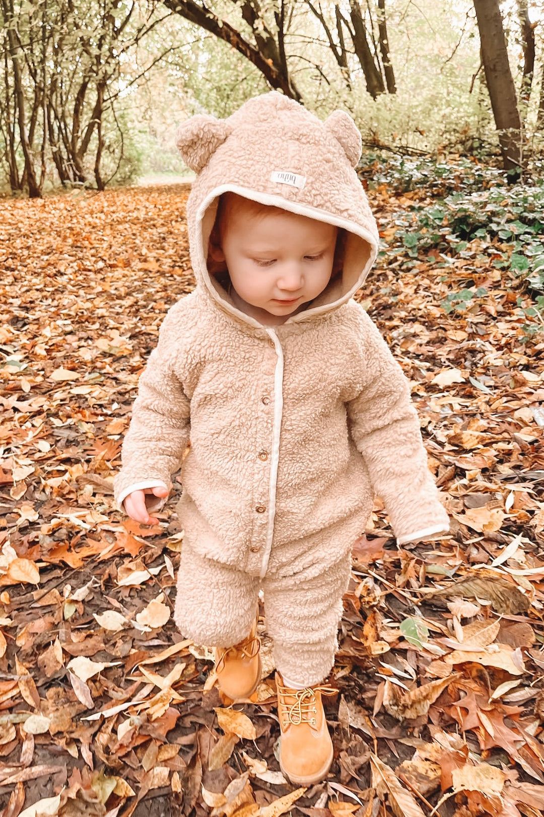 Búho "Coco" Beige Sherpa Teddy Romper | Millie and John