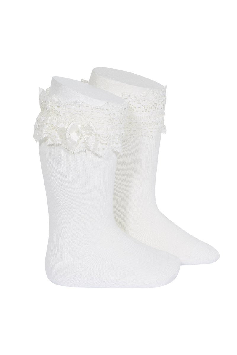 Condor Ivory Lace Trim Knee High Socks | Millie and John