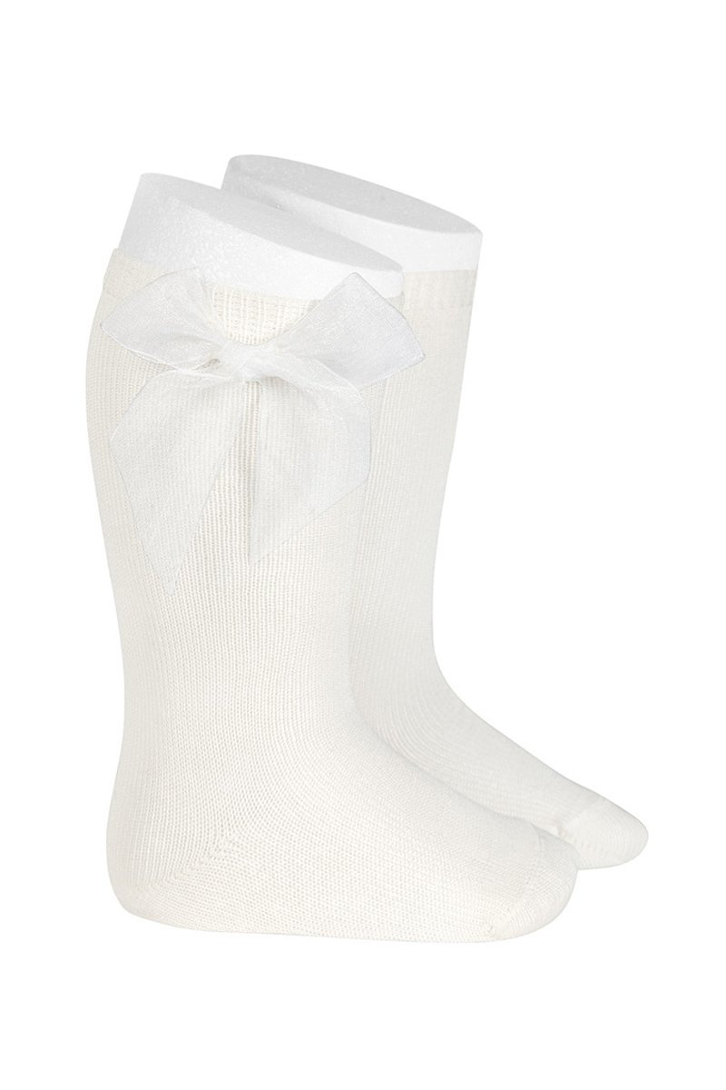 Condor Ivory Tulle Bow Knee High Socks | Millie and John