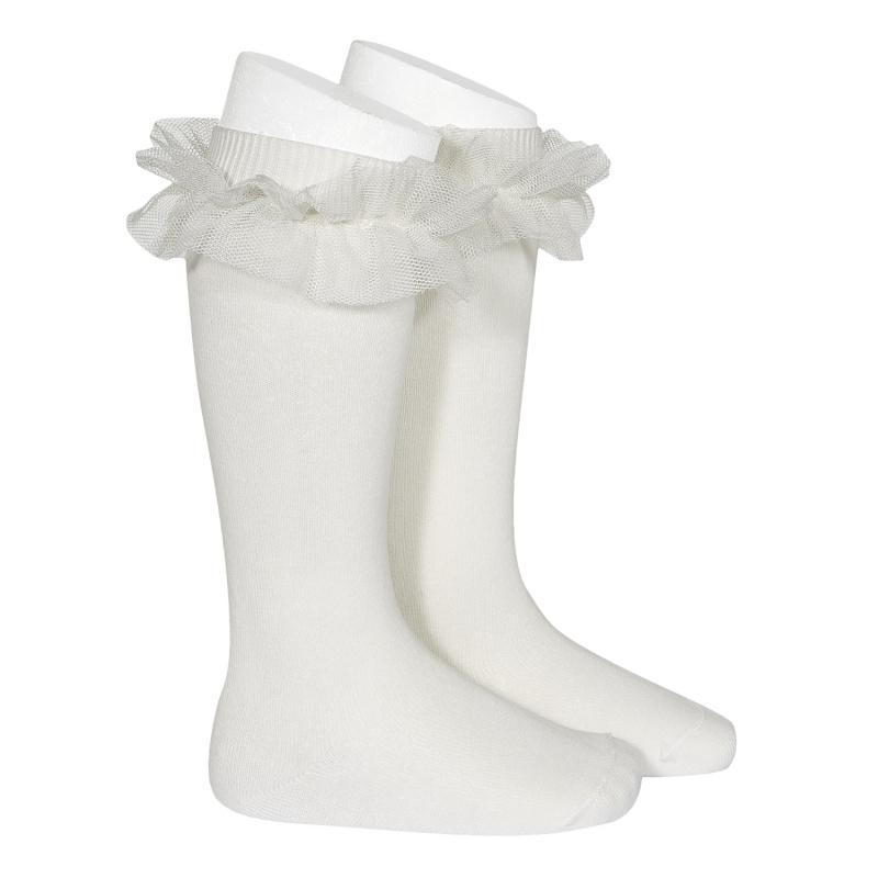Condor Ivory Tulle Knee High Socks | Millie and John