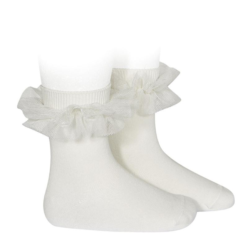 Condor Ivory Tulle Short Socks | Millie and John