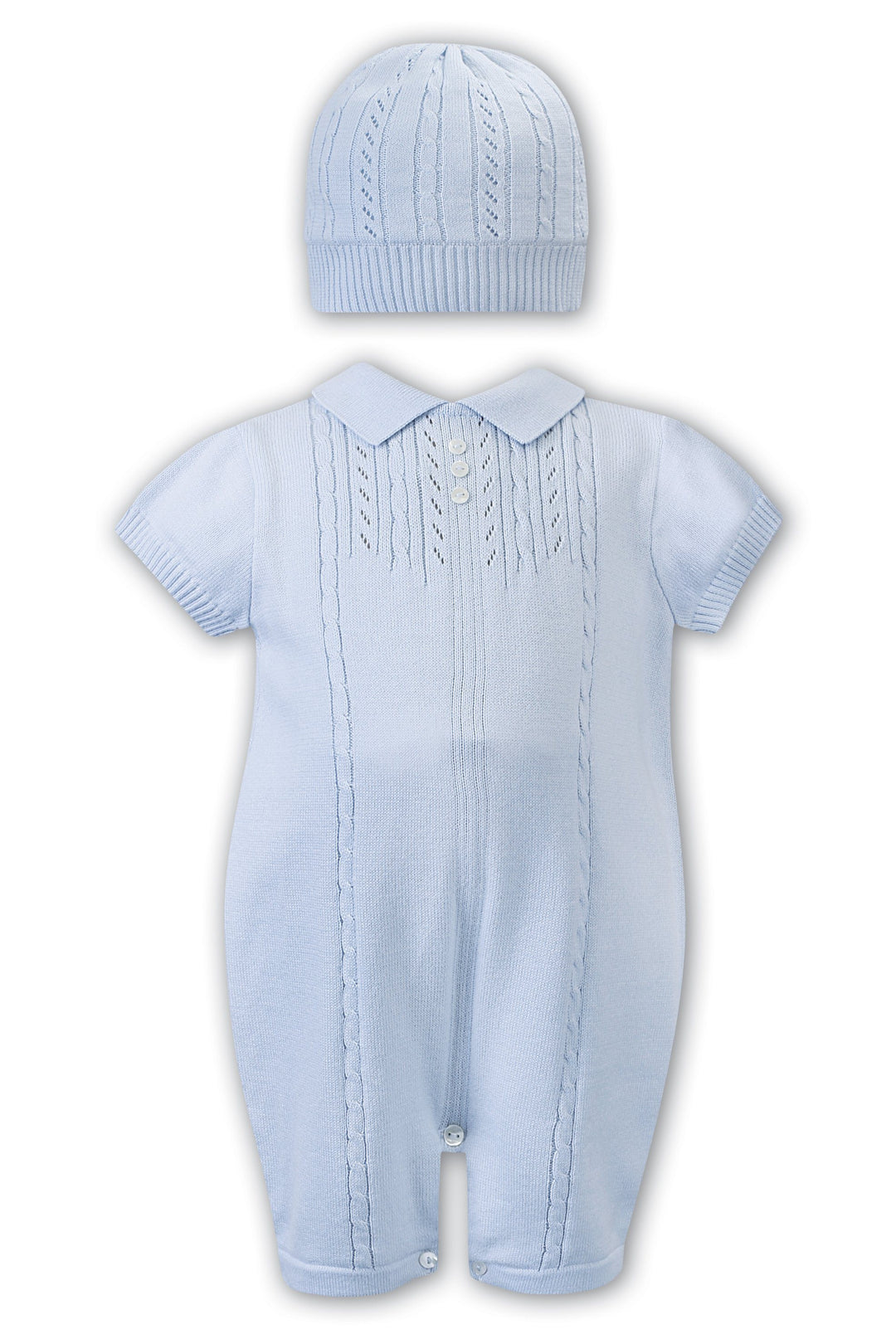 Dani "Jack" Blue Knitted Romper & Hat | Millie and John