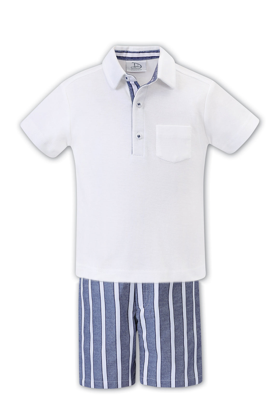 Dani "Jacob" White & Navy Striped Shorts & Polo Shirt | Millie and John