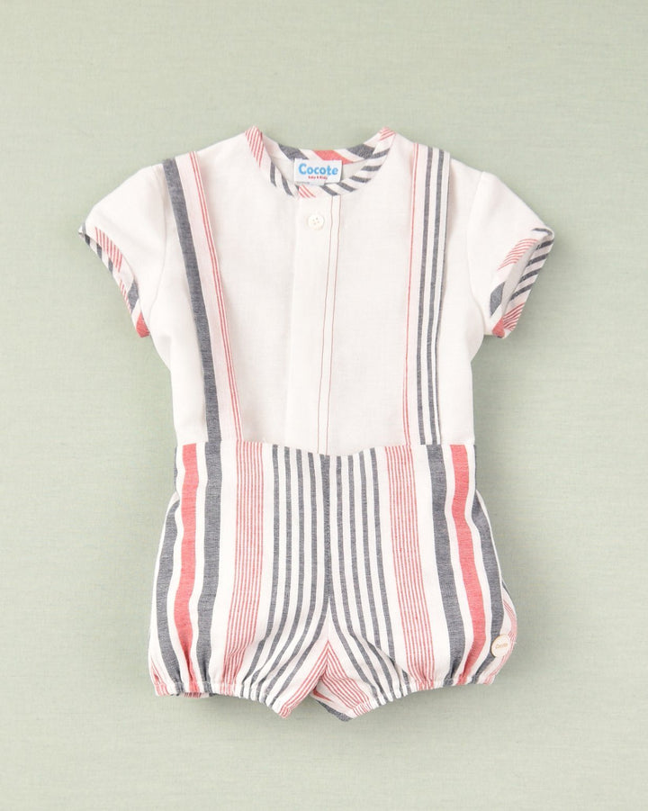Cocote "Jasper" Navy & Red Striped Jam Pants & Shirt | Millie and John