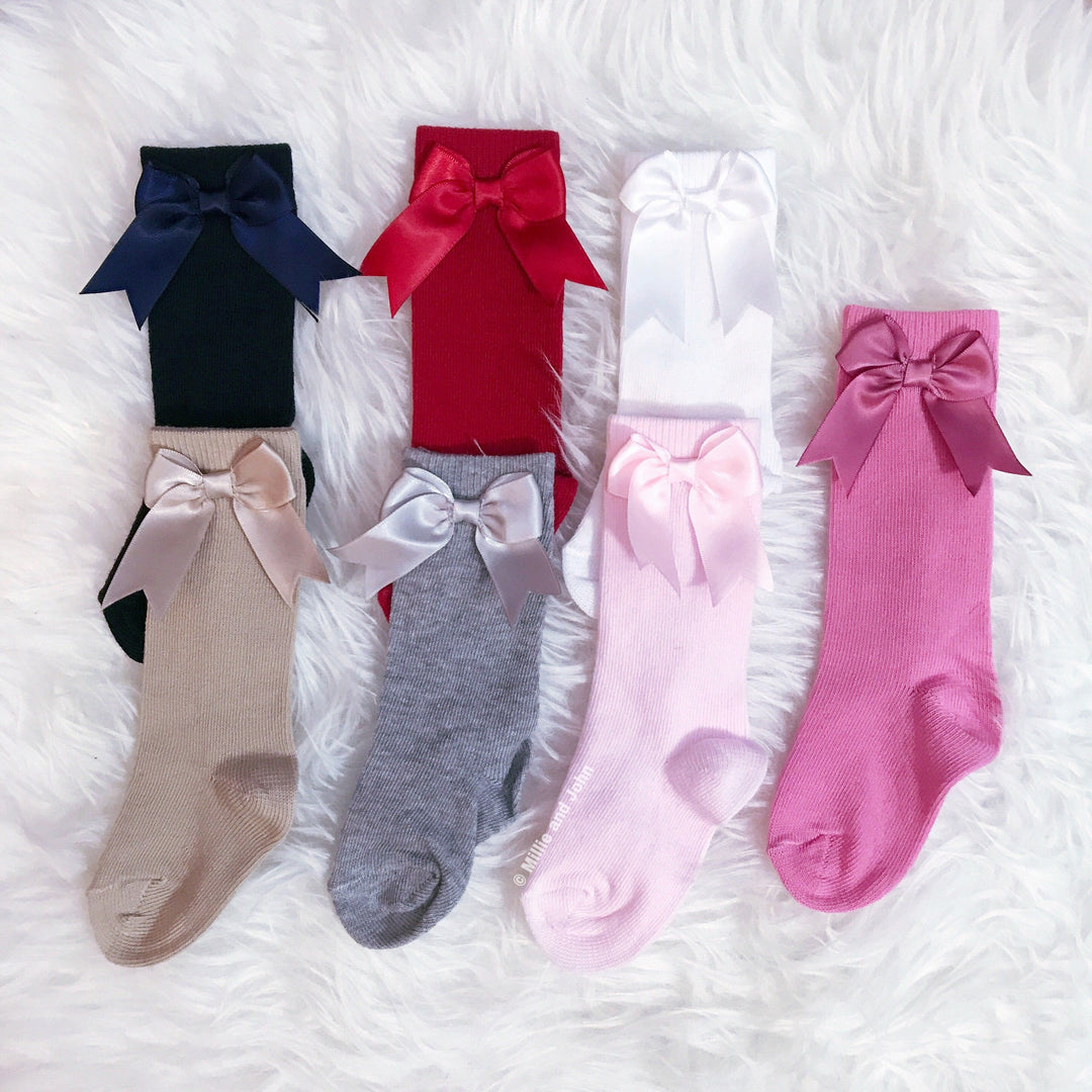 Kinder Knee High Bow Socks | Millie and John