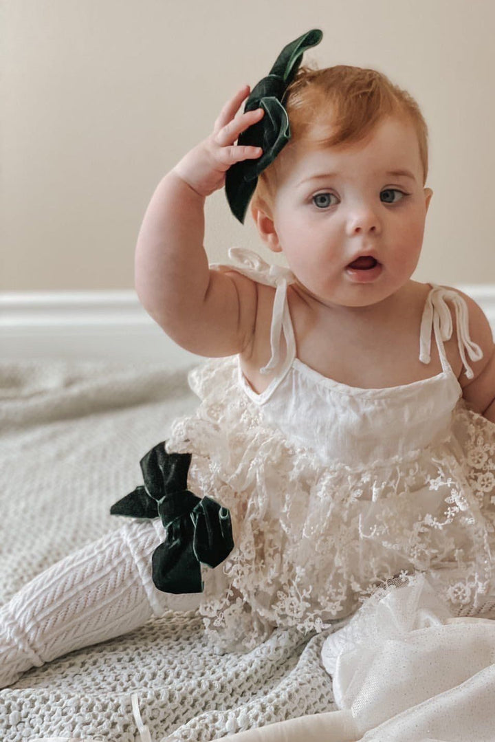 Petit Maison Knee High Velvet Bow Socks | Millie and John