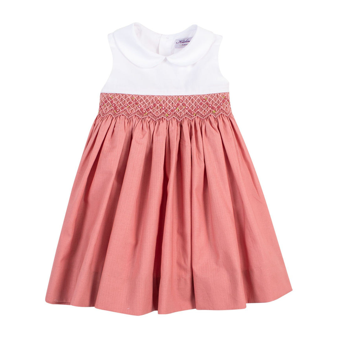 Kidiwi "Lalie" Dusty Rose Sleeveless Smocked Dress | Millie and John