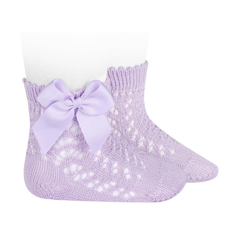 Condor Lavender Ankle Openwork Bow Socks | Millie and John