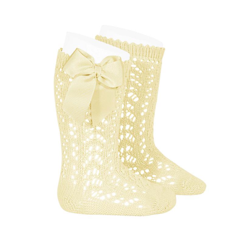 Condor Lemon Lace Openwork Bow Socks | Millie and John