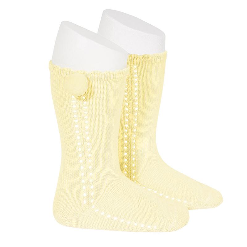 Condor Lemon Openwork Pom Pom Socks | Millie and John