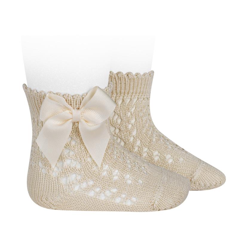 Condor Linen Ankle Openwork Bow Socks | Millie and John
