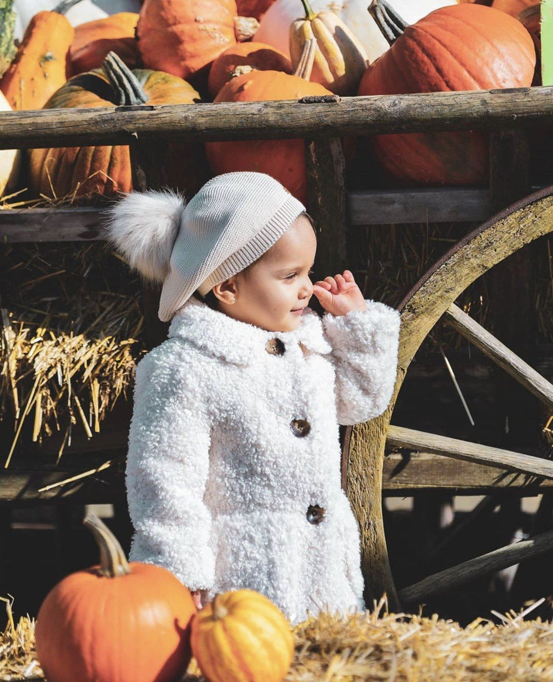 Condor Linen Faux Fur Pom Pom Beret | Millie and John