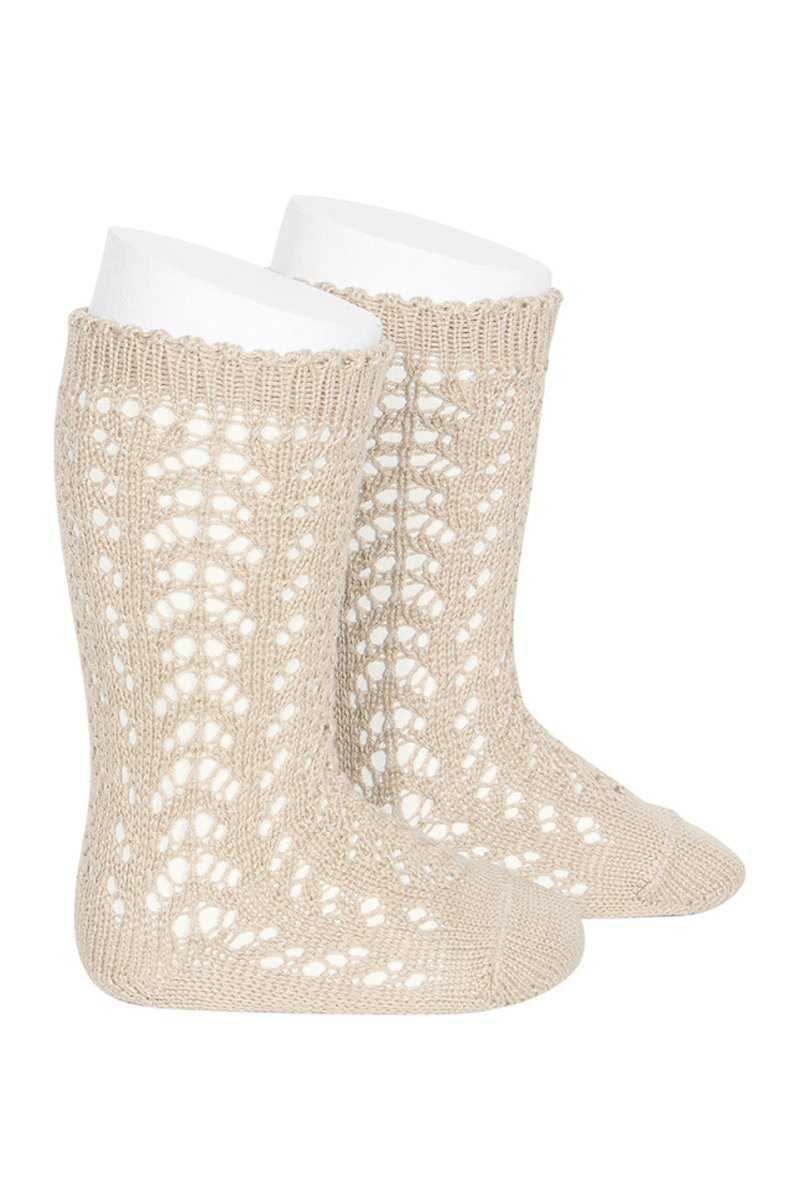 Condor Linen Knee High Openwork Socks | Millie and John