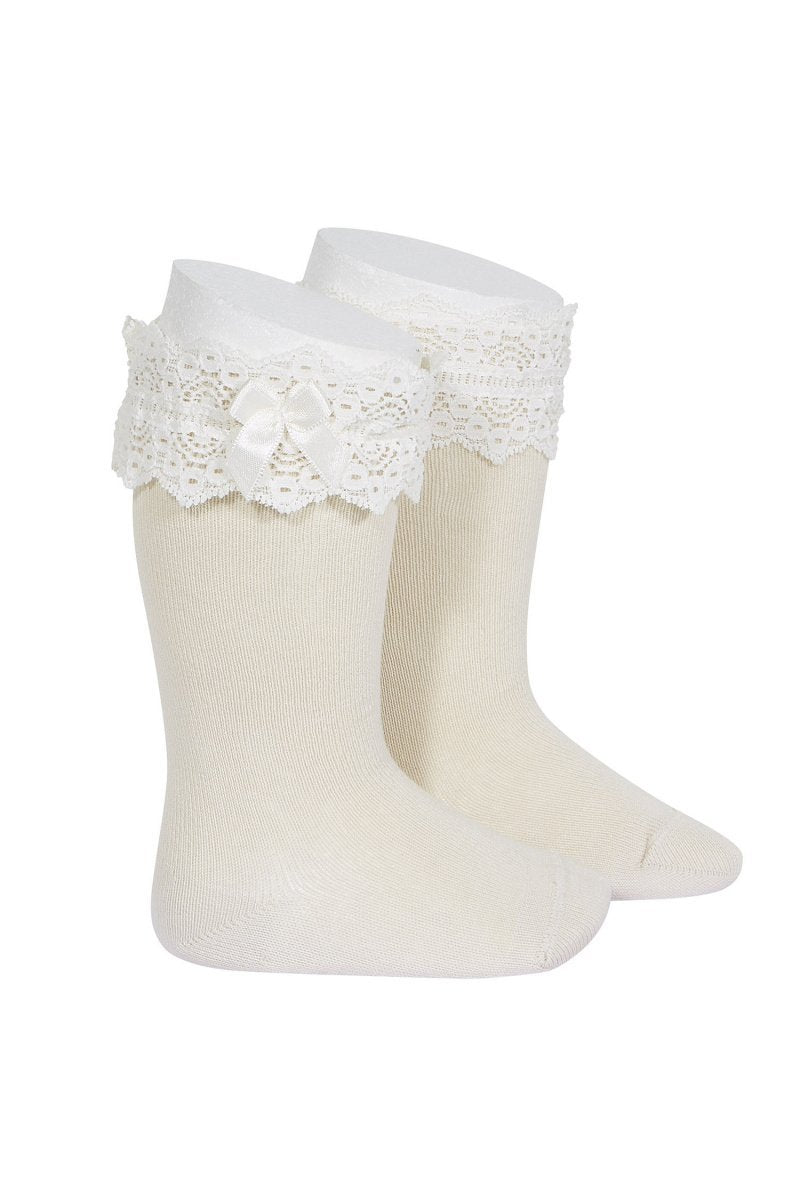 Condor Linen Lace Trim Knee High Socks | Millie and John