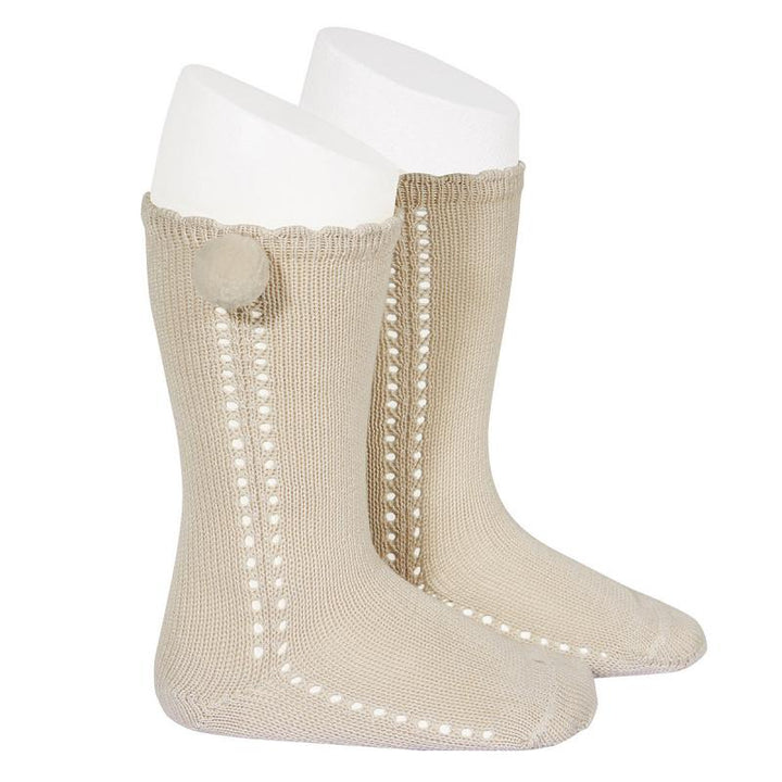 Condor Linen Openwork Pom Pom Socks | Millie and John
