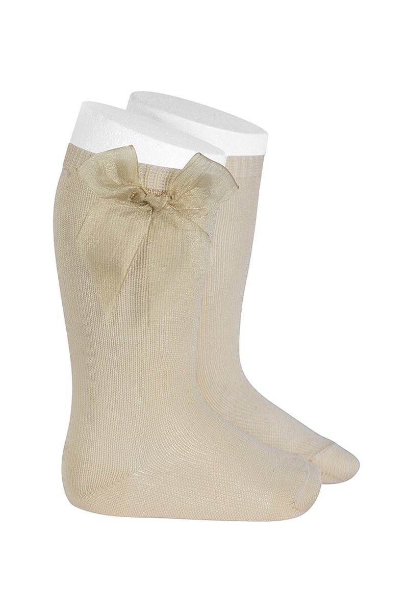 Condor Linen Tulle Bow Knee High Socks | Millie and John
