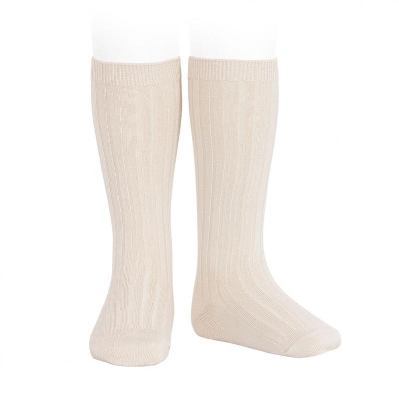 Condor Linen Wide Ribbed Knee High Socks | Millie and John