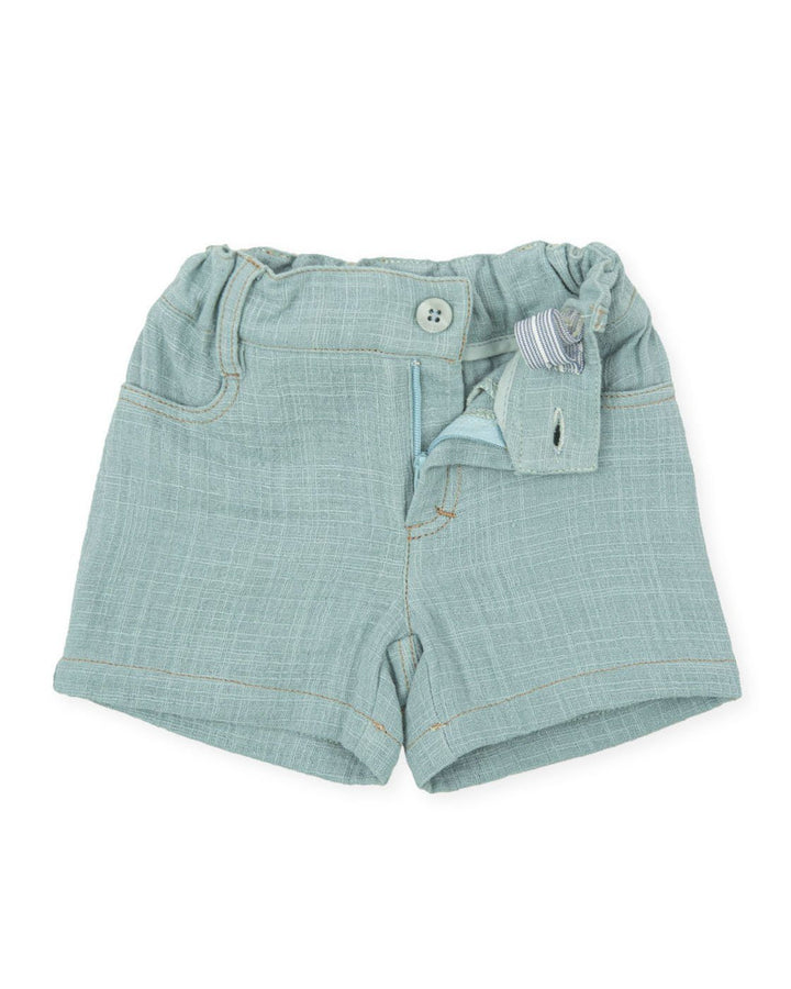 Tutto Piccolo "Luan" Yellow Shirt & Sage Green Shorts | Millie and John