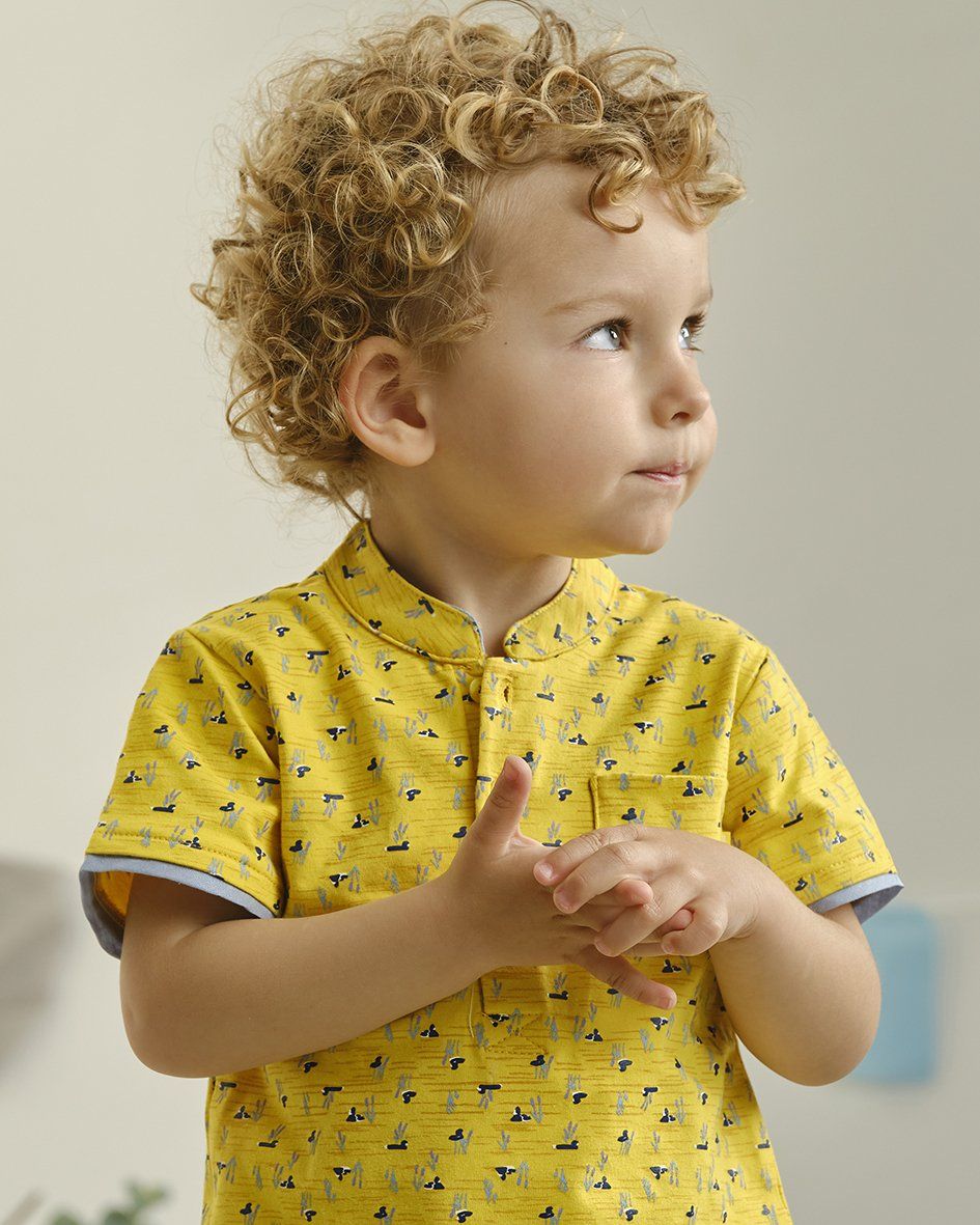 Tutto Piccolo "Luan" Yellow Shirt & Sage Green Shorts | Millie and John