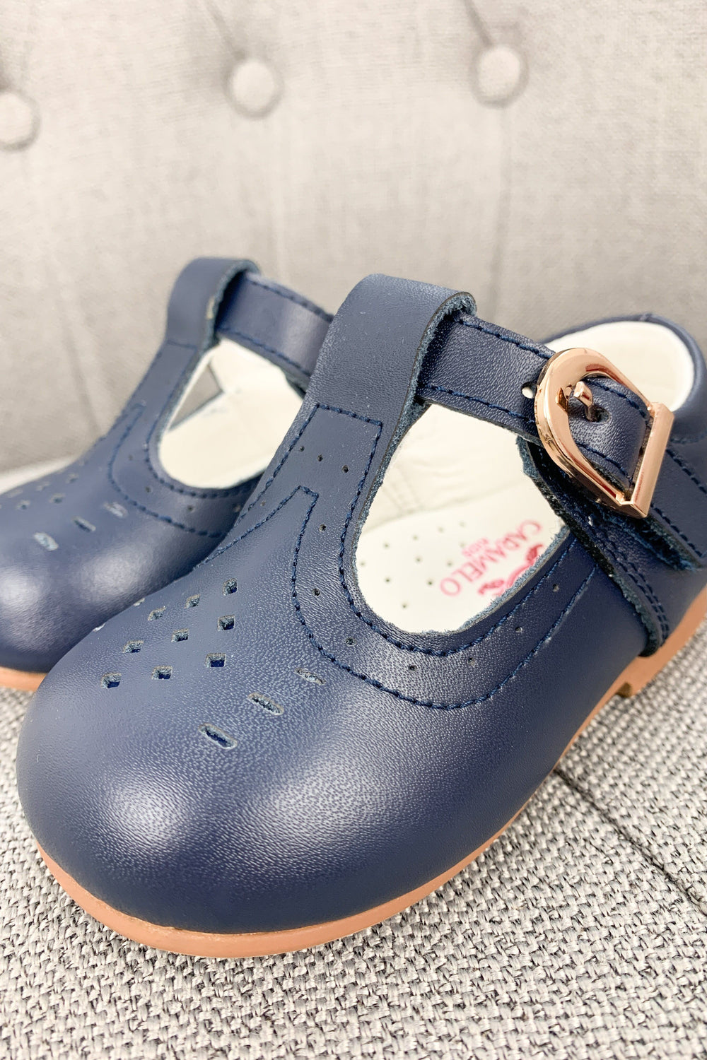 Caramelo Kids "Lucas" Leather T-Bar Shoes | Millie and John
