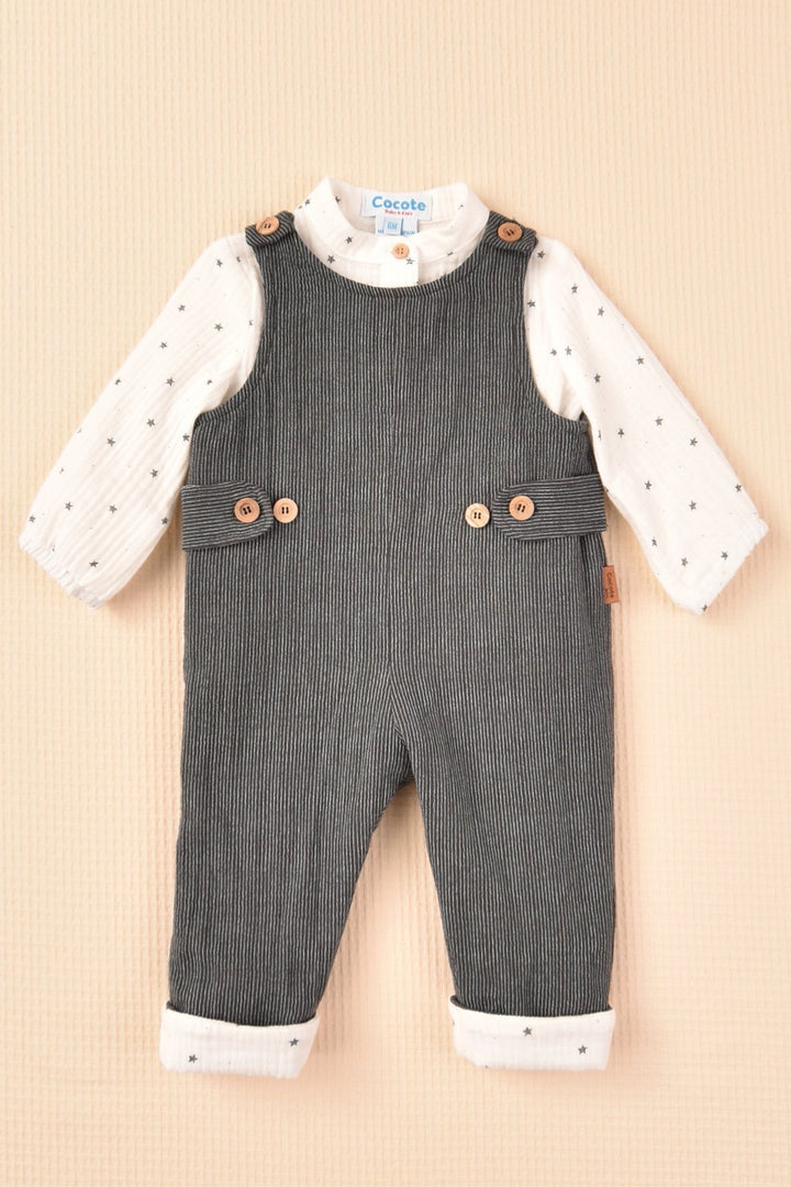 Cocote "Manuel" Star Print Shirt & Charcoal Dungarees | Millie and John