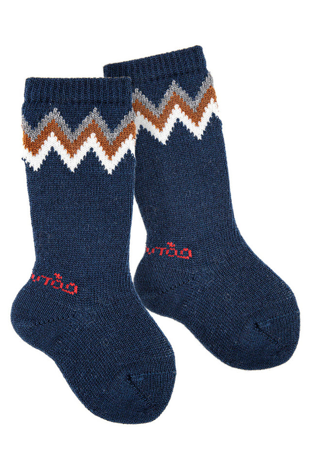 Condor Navy Zig Zag Socks | Millie and John