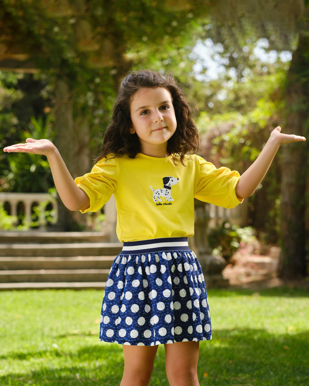 Tutto Piccolo "Milan" Yellow Dalmatian Top & Skirt | Millie and John