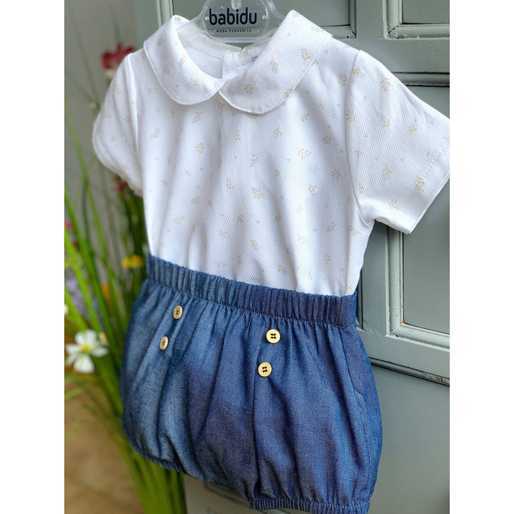 M&J X Babidu M&J EXCLUSIVE | Denim Blue Floral Shirt & Jam Pants | Millie and John