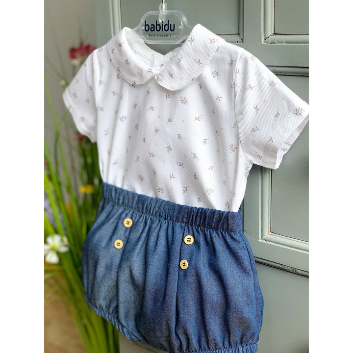 M&J X Babidu M&J EXCLUSIVE | Denim Blue Floral Shirt & Jam Pants | Millie and John
