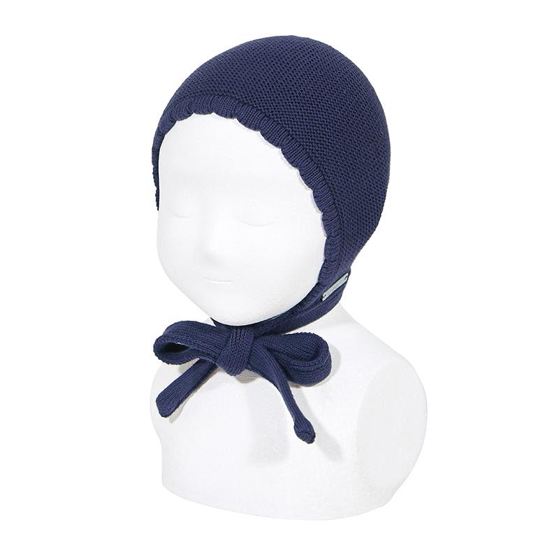 Condor Navy Blue Garter Stitch Bonnet | Millie and John