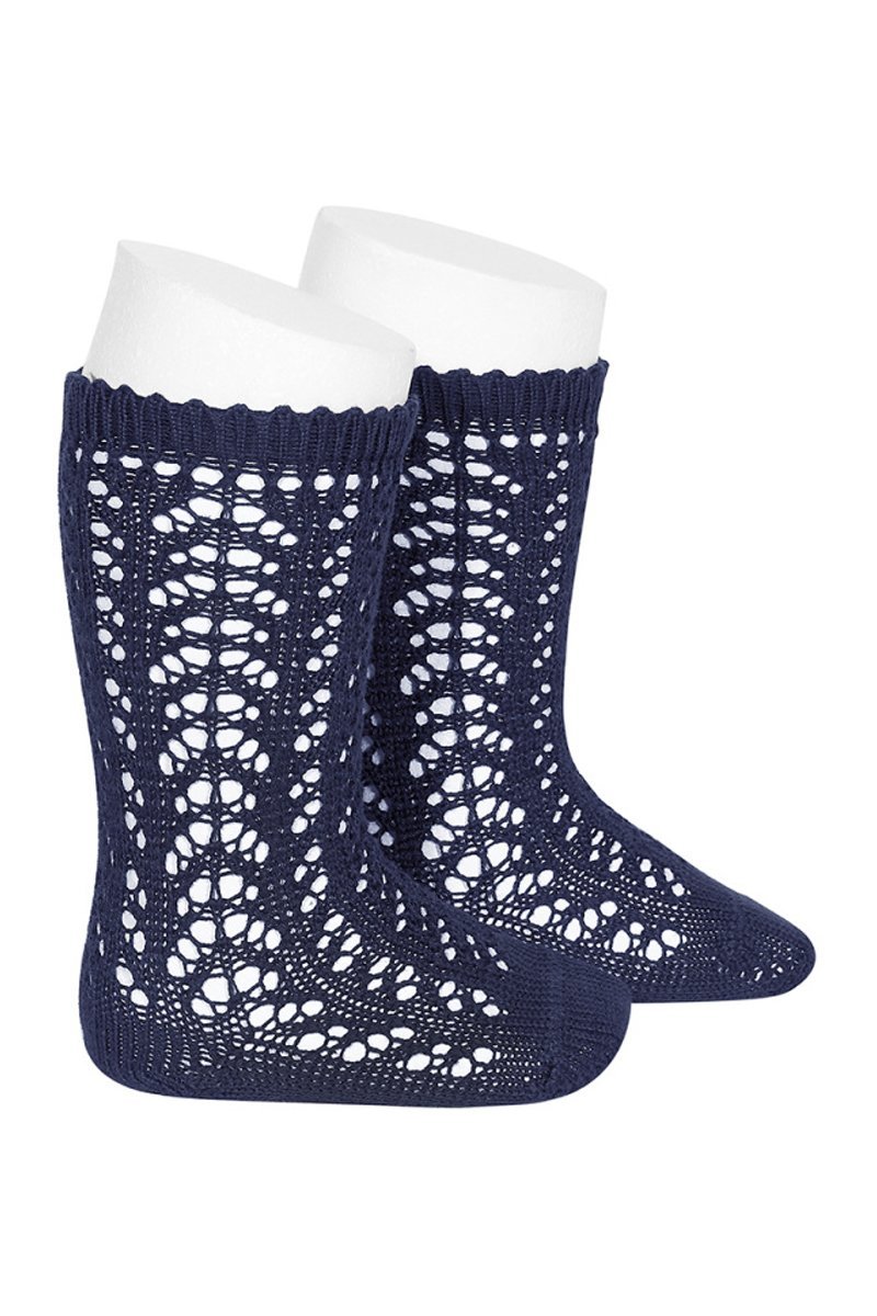 Condor Navy Knee High Openwork Socks | Millie and John