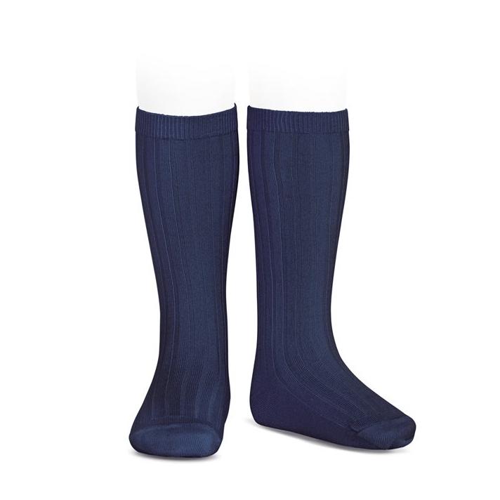 Condor Navy Wide Ribbed Knee High Socks | Millie and John