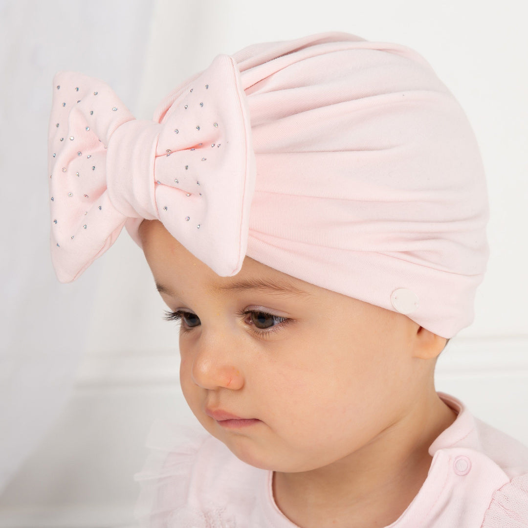 Caramelo Kids Pink Diamanté Bow Turban | Millie and John