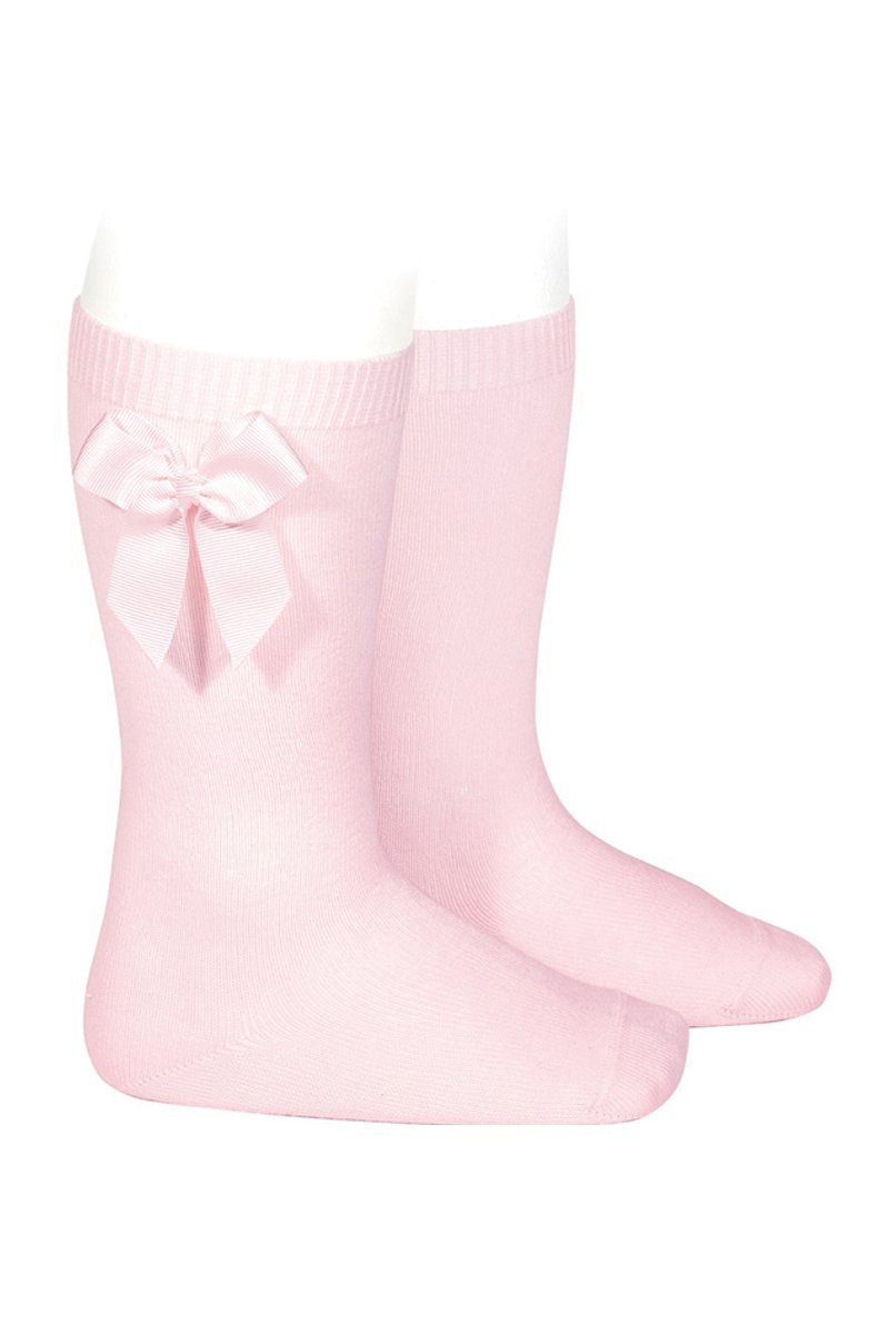 Condor Pink Grosgrain Bow Knee High Socks | Millie and John