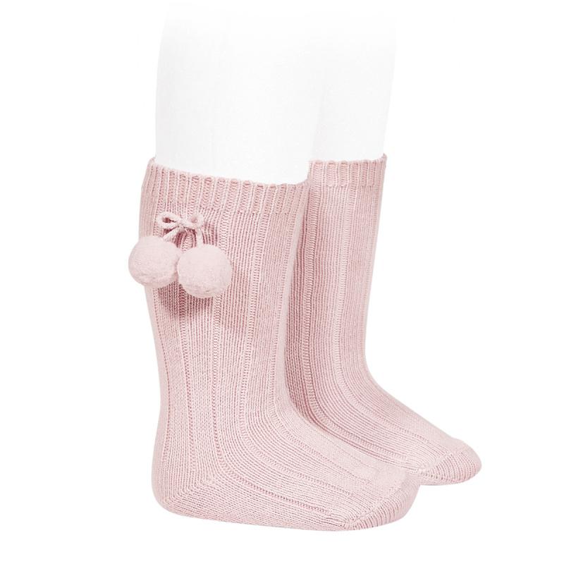 Condor Pink Knee High Pom Pom Socks | Millie and John