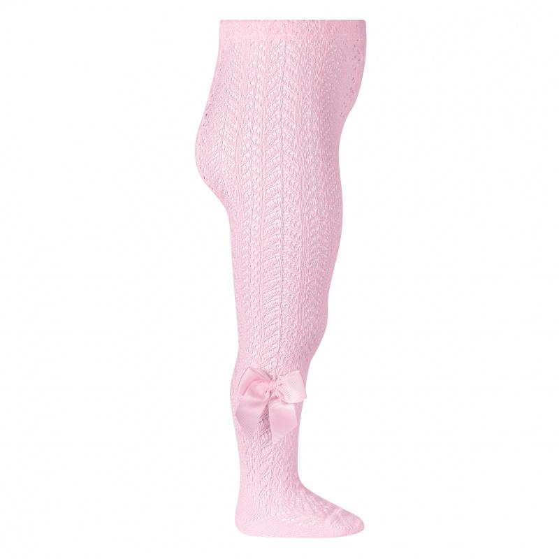 Condor Pink Lace Openwork Bow Tights | Millie and John