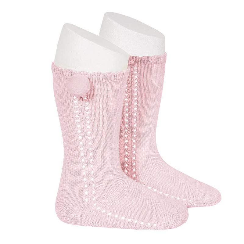 Condor Pink Openwork Pom Pom Socks | Millie and John
