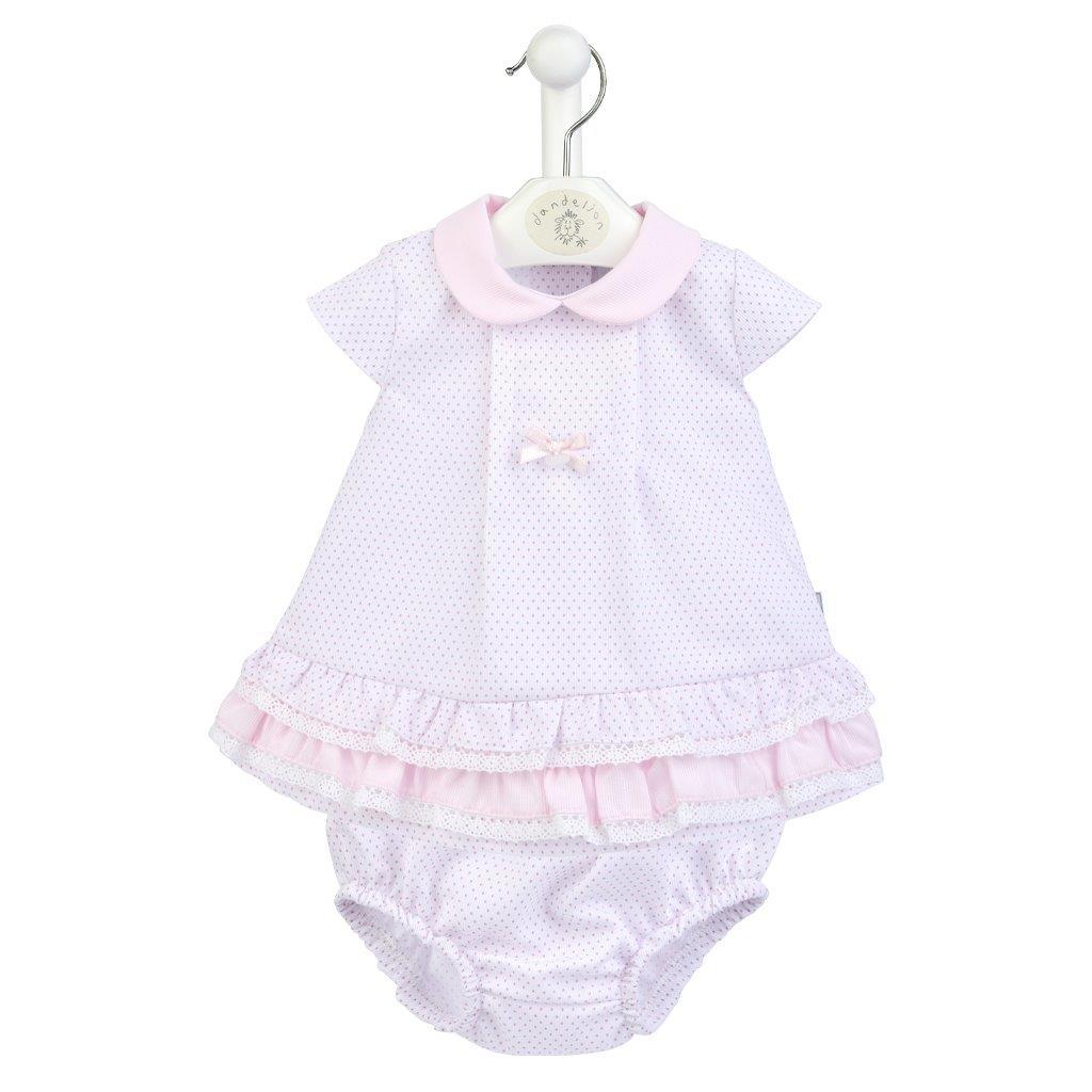 Dandelion Pink Polka Dot Dress & Knickers | Millie and John