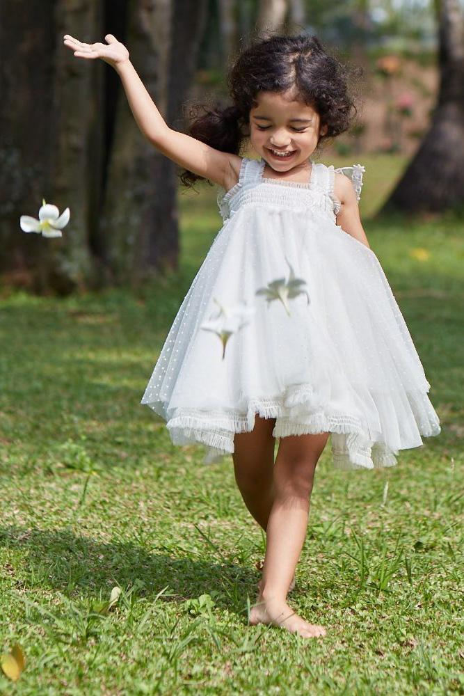 Luna Luna "Pippy" White Plumeti Dot Fairy Wing Dress | Millie and John