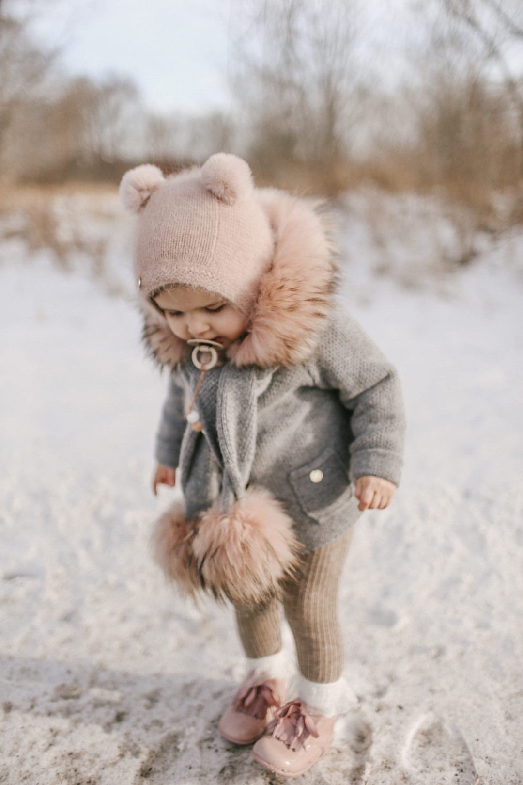 Petit Maison Dusty Pink Cashmere Teddy Hat | Millie and John