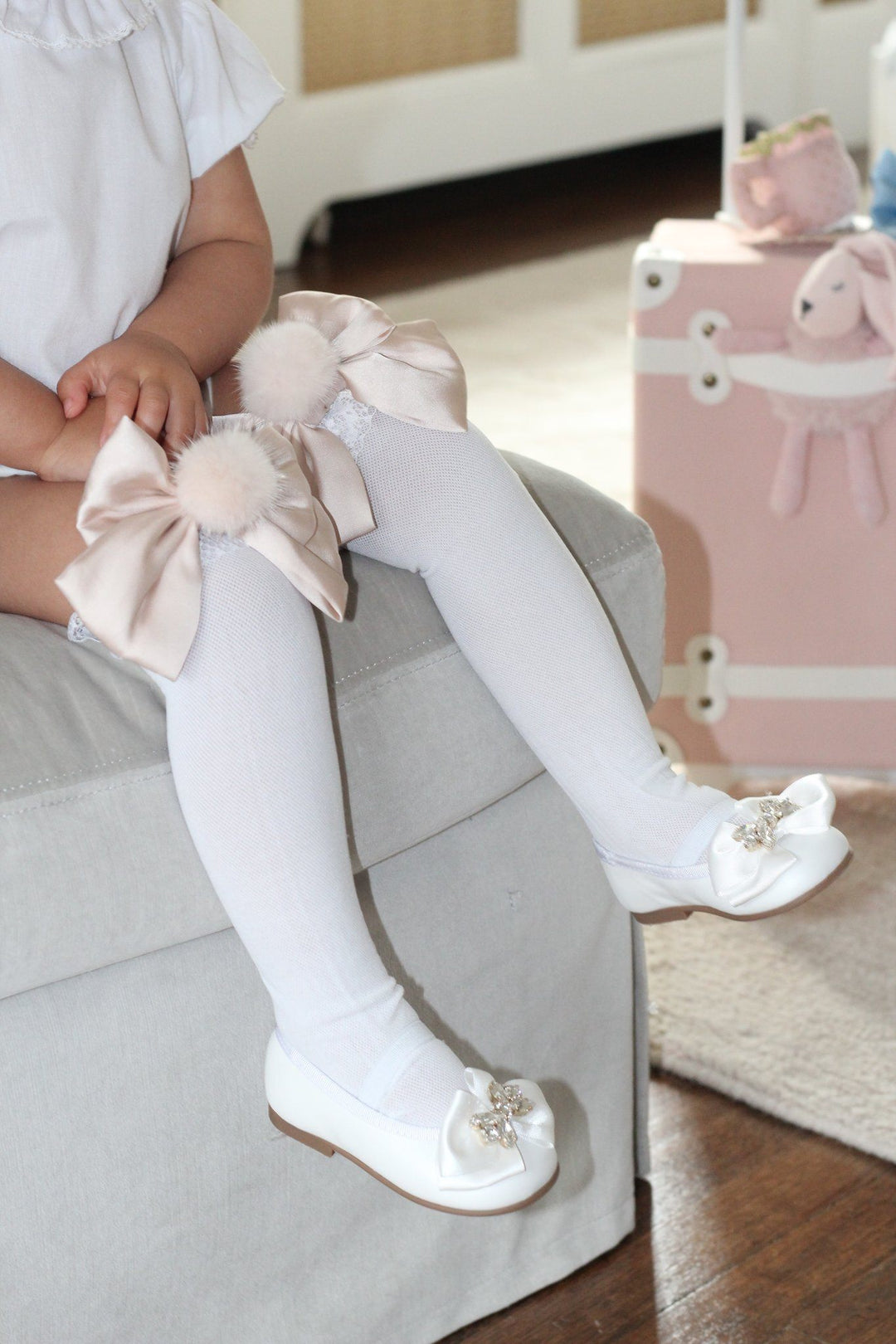 Petit Maison "Lana" Pom Pom Bow Socks | Millie and John