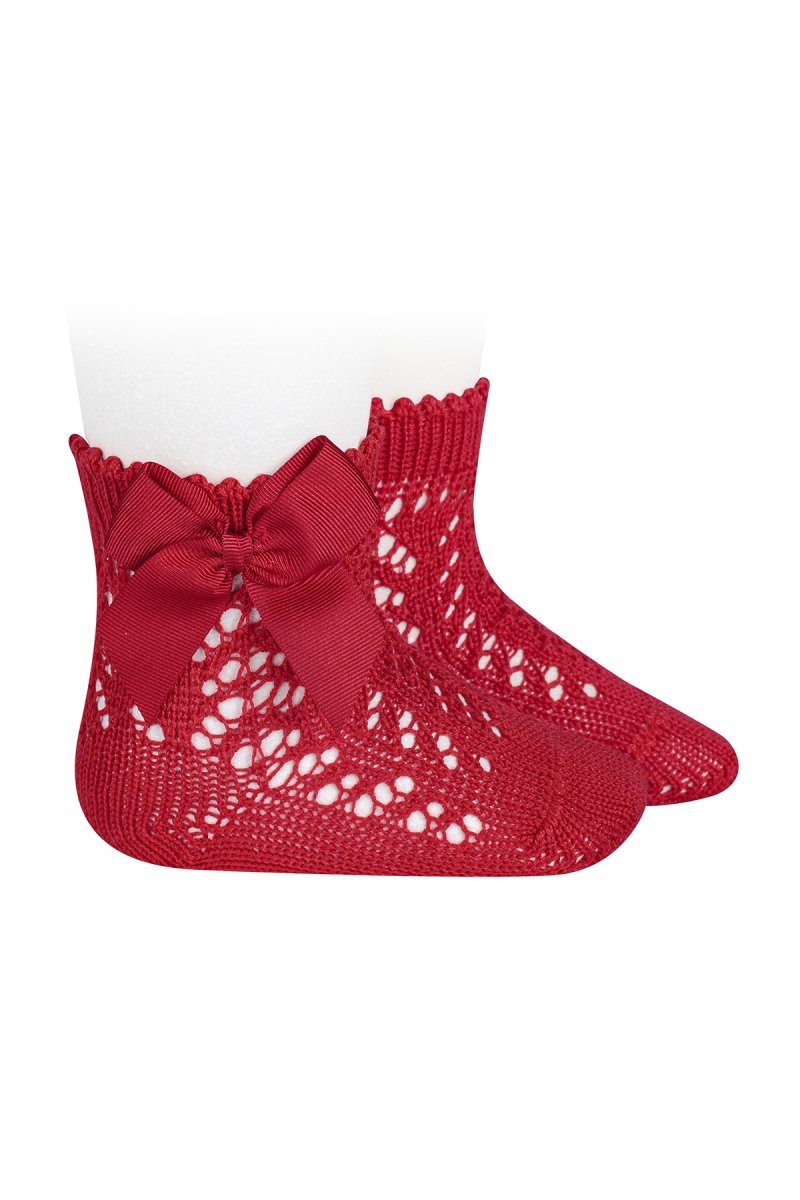 Condor Red Ankle Openwork Bow Socks | Millie and John