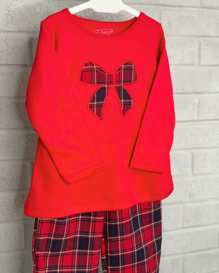 Rapife Red Tartan Bow Pyjamas | Millie and John