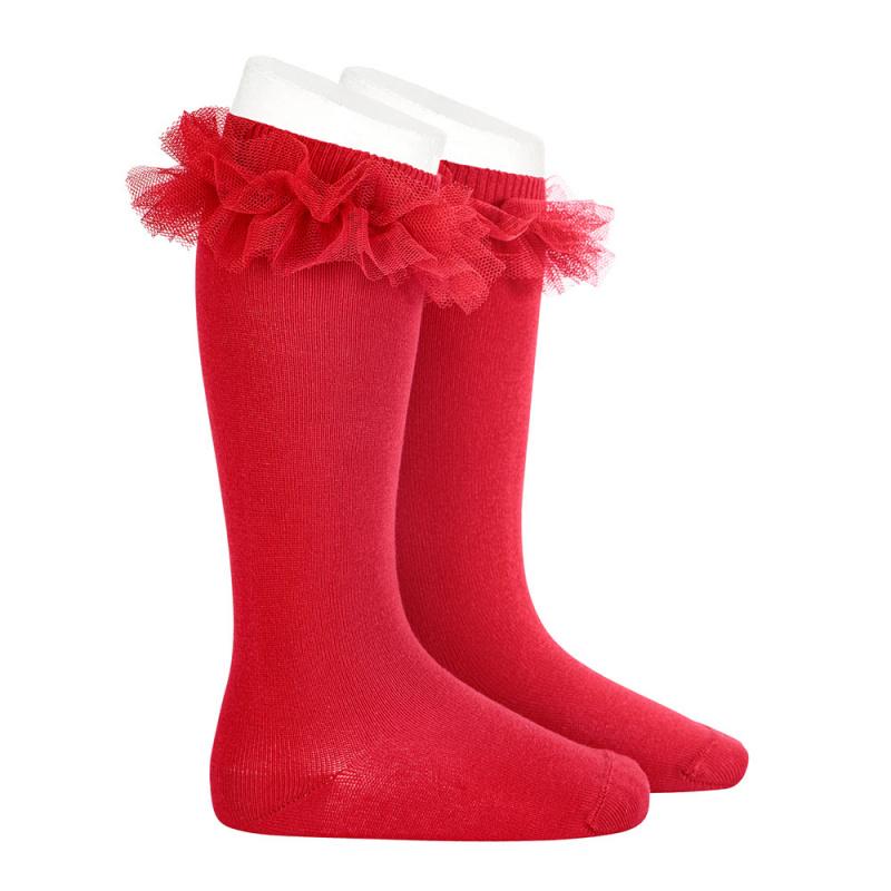 Condor Red Tulle Knee High Socks | Millie and John