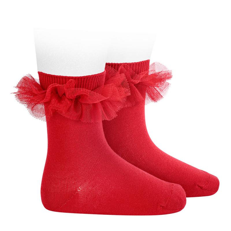 Condor Red Tulle Short Socks | Millie and John